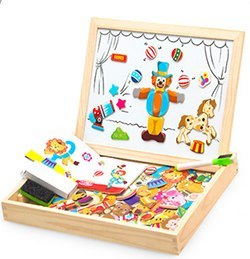 Puzzle Magnétique en Bois avec Tableau de Dessin